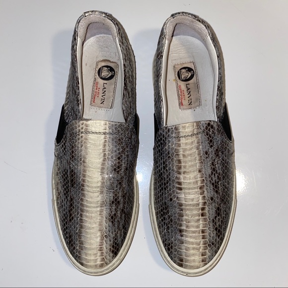 Lanvin Grey Blue Beige Python Keds Sneakers - Picture 3 of 17